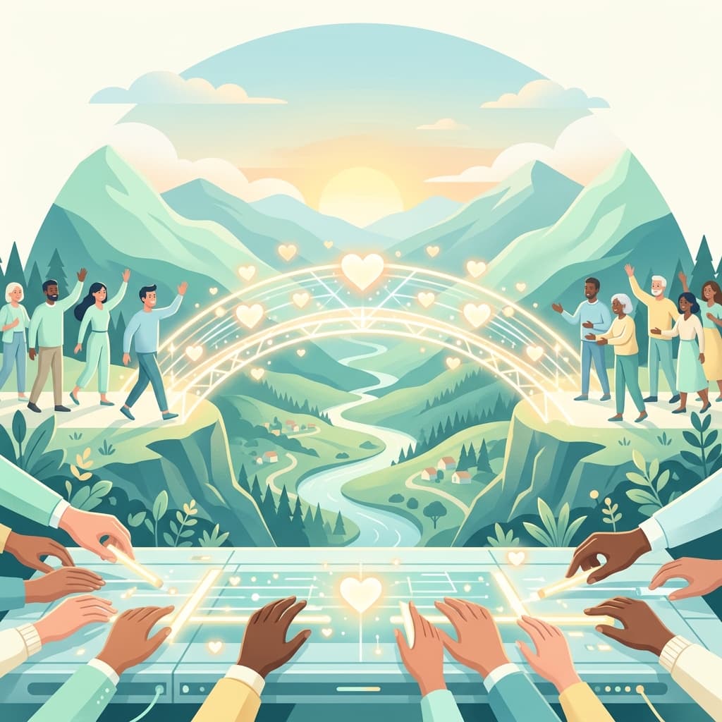 Faith bridge of light and global community connection