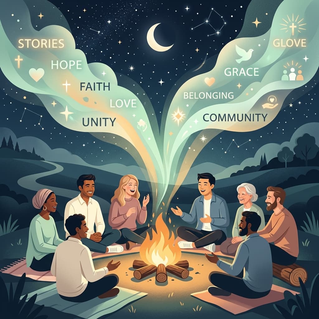 Faith testimonies and stories community illustration